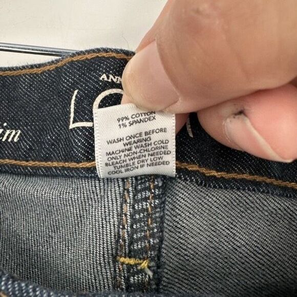 LOFT Modern Slim Fit Dark Wash blue Jeans Size 10 Mid Rise 32” inseam tall - Picture 8 of 12